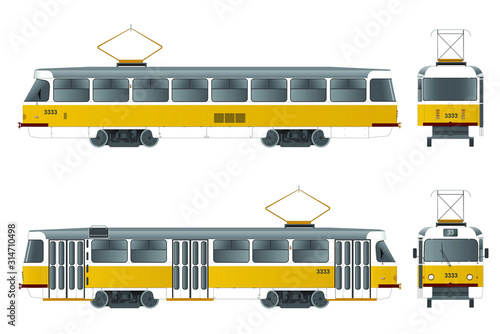 Russian yellow tram from Moscow isolated - Vector