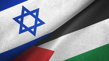 Israel and Palestine two flags textile cloth, fabric texture