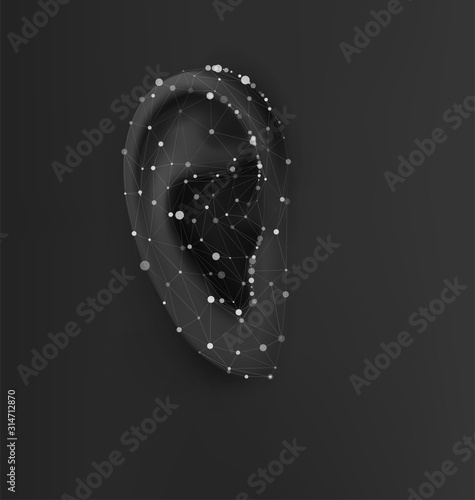 vector human ear. hearing treatment, plastic surgery, implantation