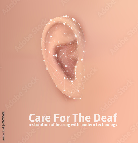 vector human ear. hearing treatment, plastic surgery, implantation