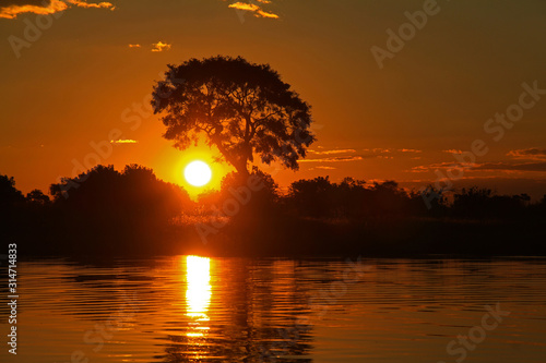 Sunset at the Selinda Spillway, Botswana, Africa