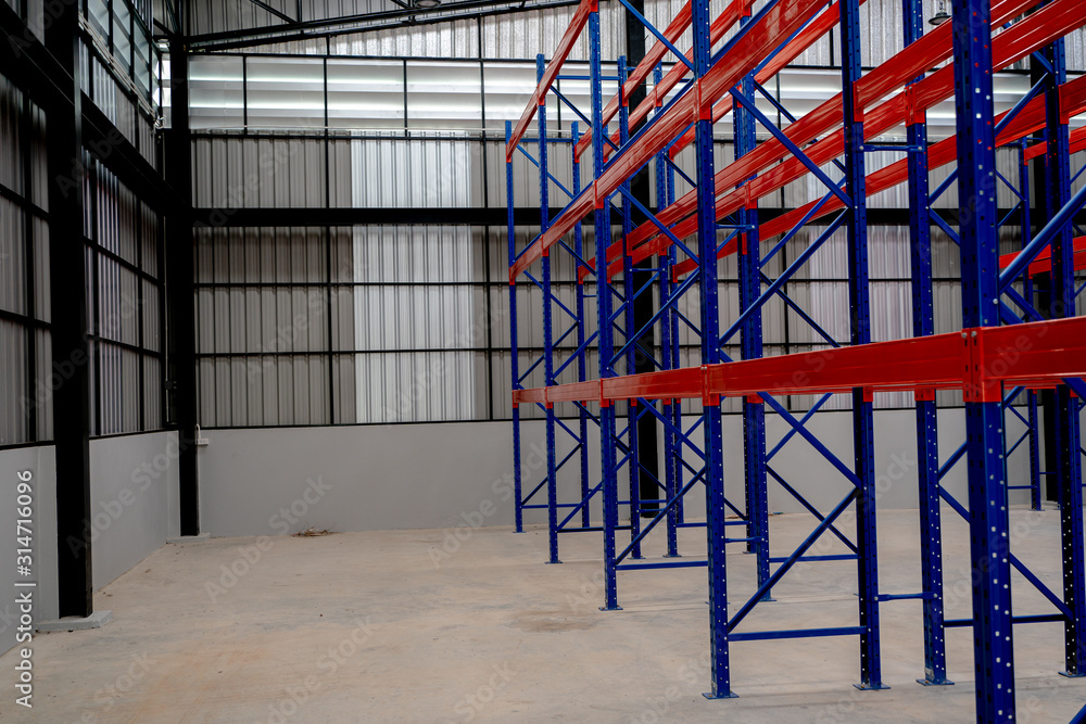 New Large Scale Distribution Warehouse with High Empty Shelves.