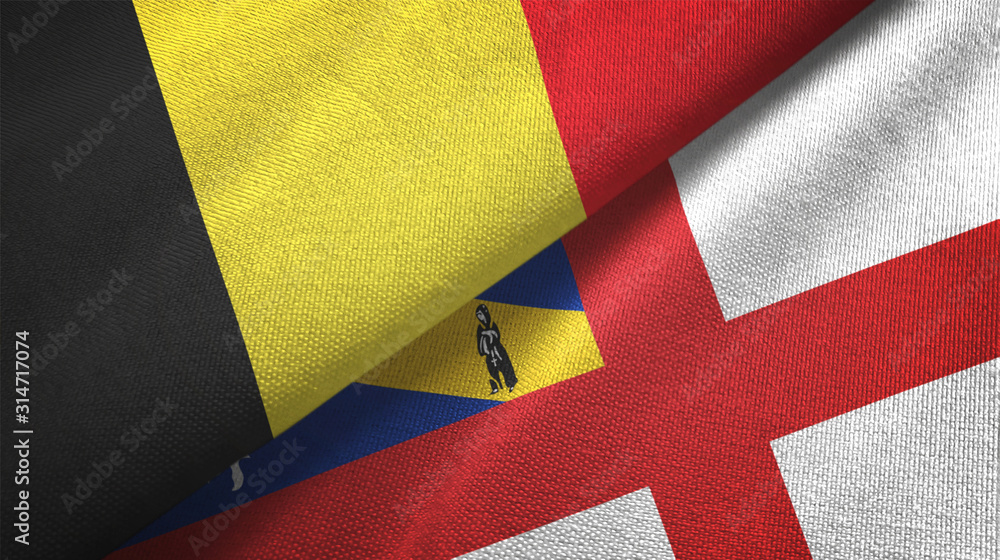 Belgium and Herm two flags textile cloth, fabric texture Belgium and Herm two flags textile cloth, fabric texture