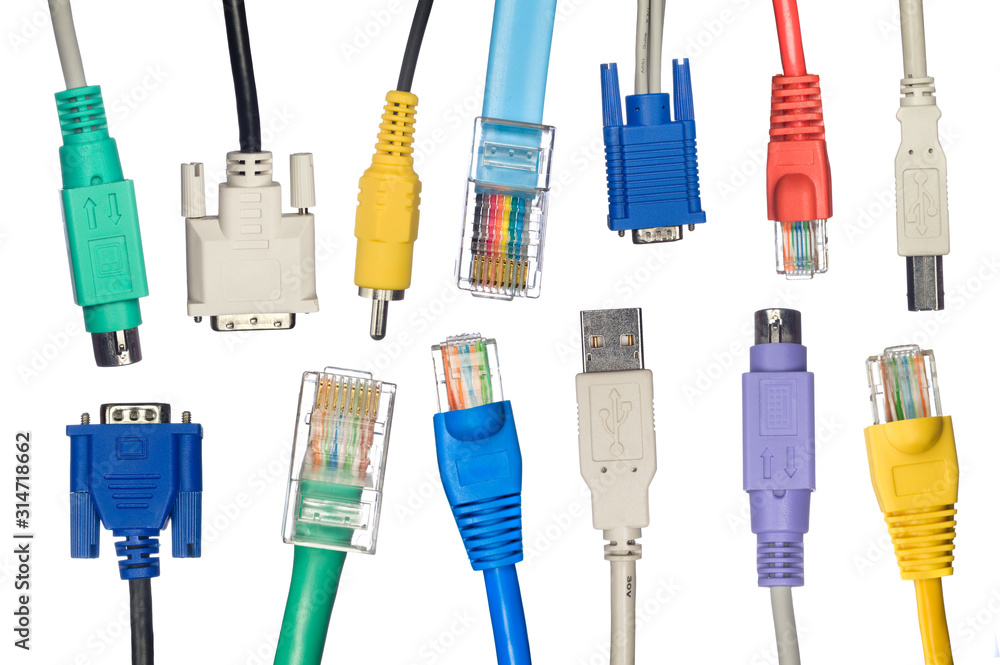 Assortment of computer cables Assortment of computer cables