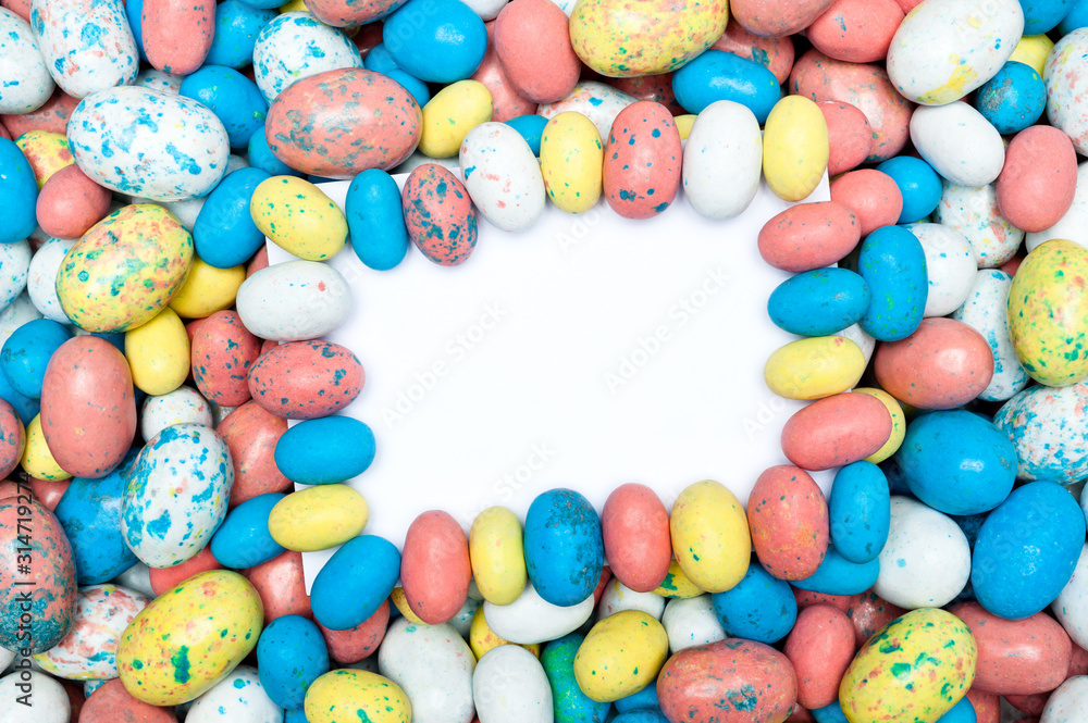 Blank message card in candy easter eggs Blank message card in candy easter eggs