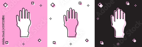 Set Hand with psoriasis or eczema icon isolated on pink and white, black background. Concept of human skin response to allergen or chronic body problem.  Vector Illustration