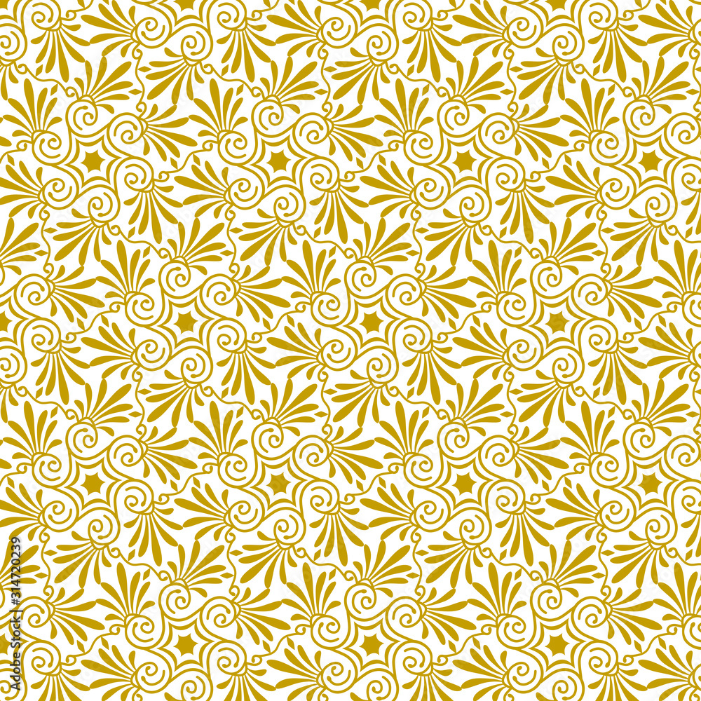 Vector seamless floral antique greek gold pattern 9