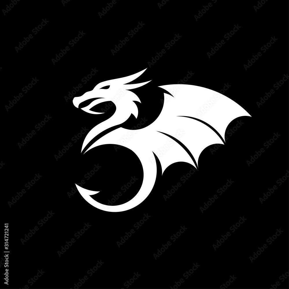 Fototapeta Dragon vector logo template, Mythological animals dragon sport