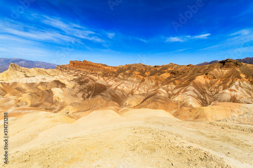 Zabriskie Point desert landscape in Death Valley  California