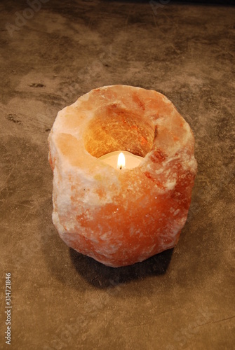 Lit Himalayan Salt Lamp Candle
