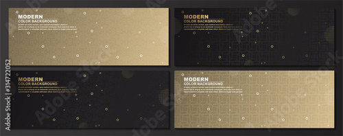 Luxury geometric golden and black banners set