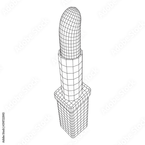 Lipstick makeup concept. Wireframe low poly mesh vector illustration
