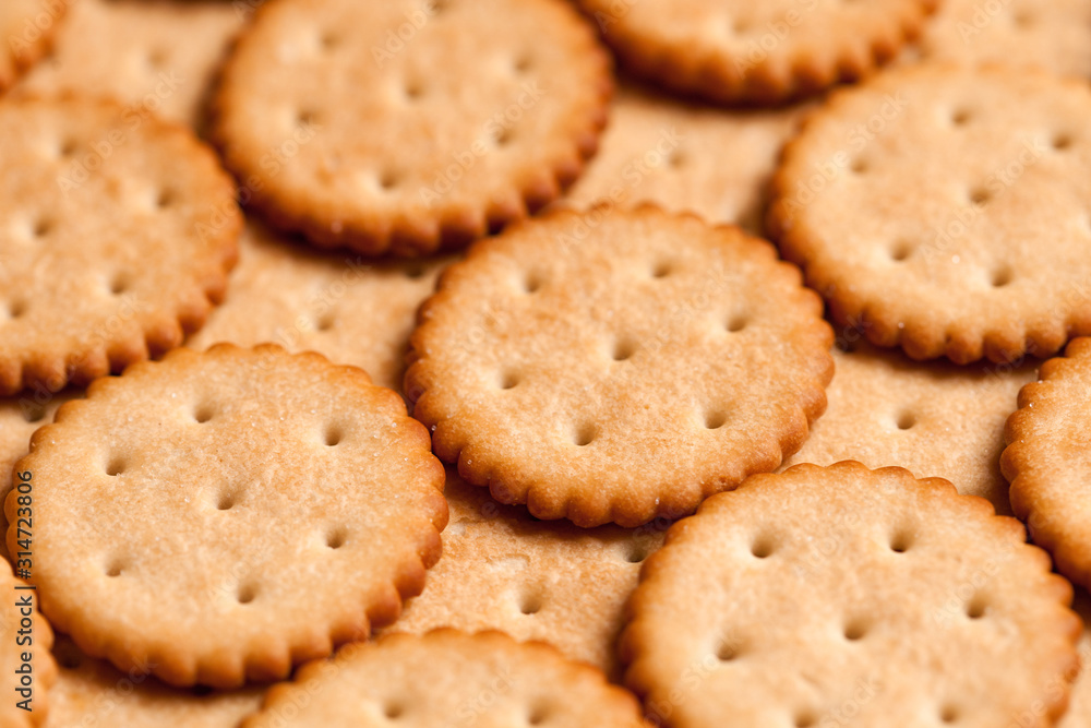 Background of round crackers. Close up Background of round crackers. Close up