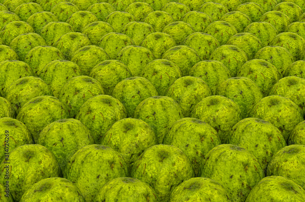Fototapeta premium Background from guavas with realistic texture, 3D rendering