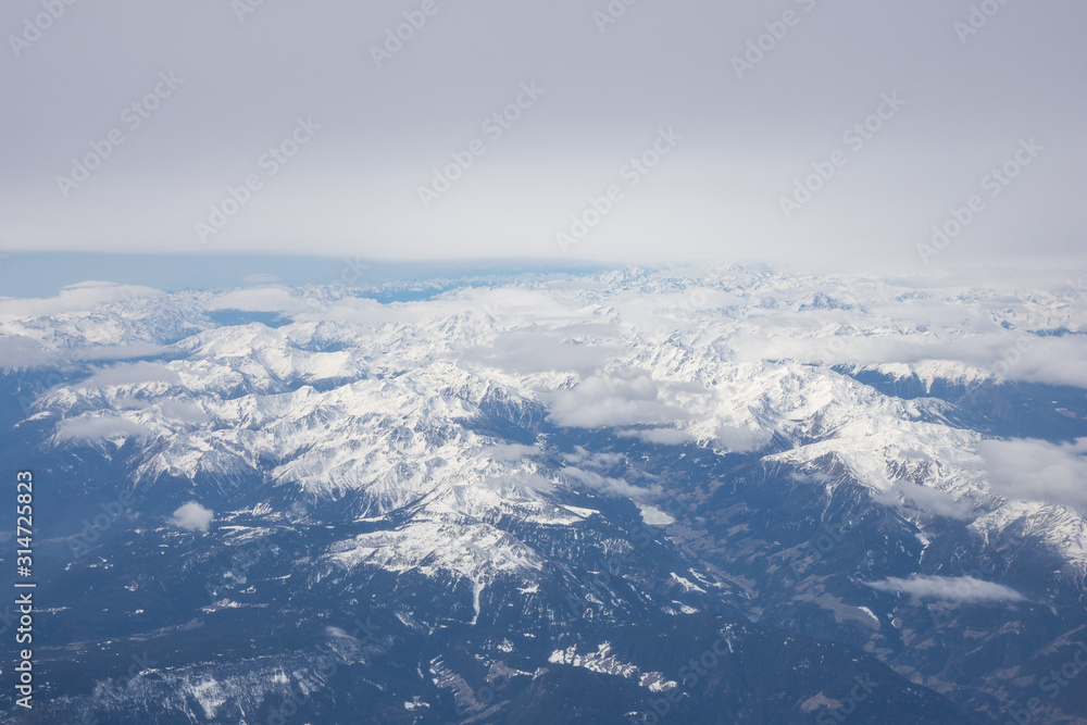 Aerial photography of Alps from airplane Aerial photography of Alps from airplane