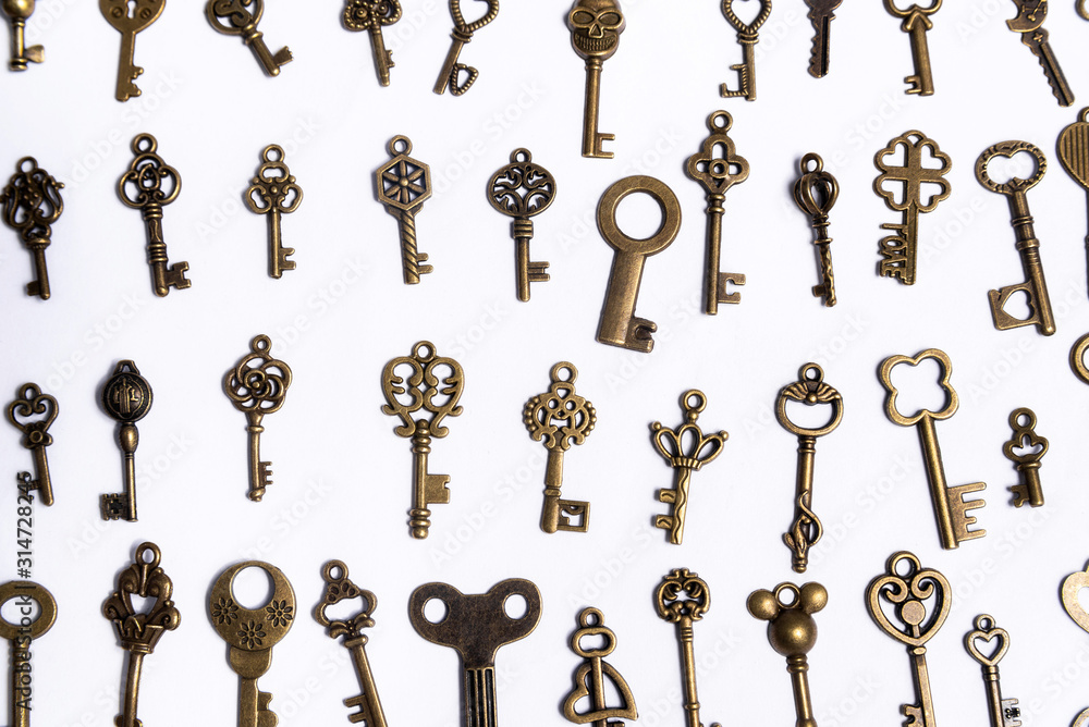 Keys on a white background Keys on a white background