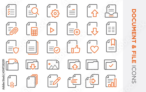 Set of Document and File Line Icons