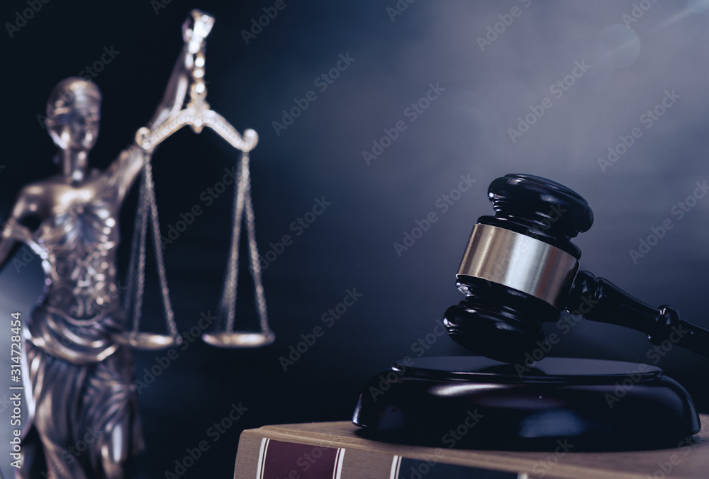 Scales of Justice  and gavel legal law concept imagery  - obrazy, fototapety, plakaty 