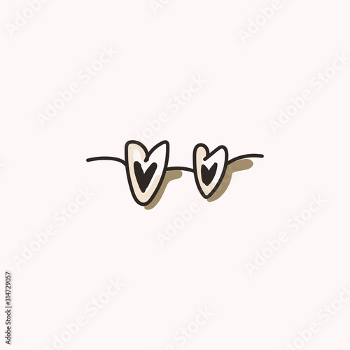 Sunglasses icon on isolated white background. Concept: application of the logo, placement on websites and social networks for storis, the store. Hot summer, holidays. Manual picture. Doodle. EPS 10.