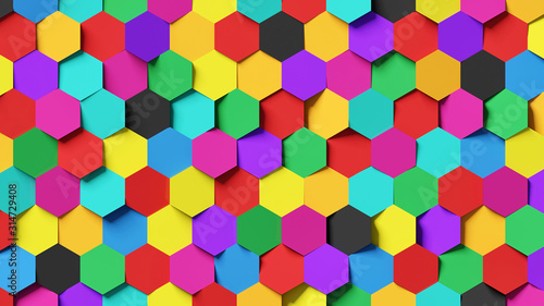 Wallpaper Mural Abstract colorful hexagon background; decorative multi color honeycomb structure 3d rendering, 3d illustration Torontodigital.ca