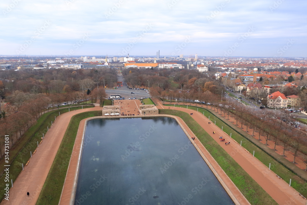 Naklejka premium Panoramic view of Leipzig/Germany from the Battle of nations monument