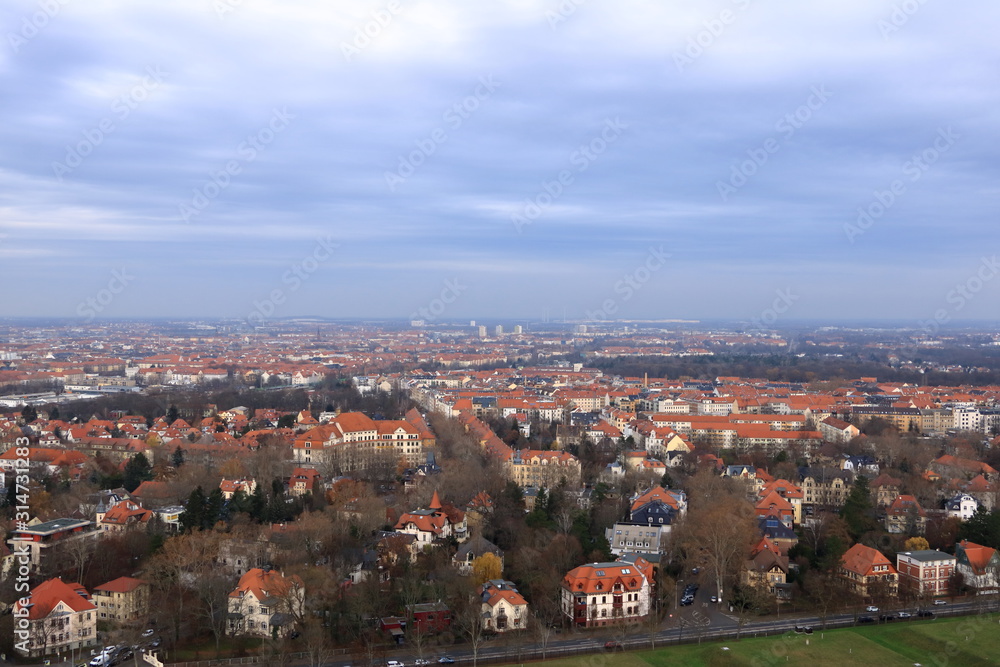 Panoramic view of Leipzig/Germany from the Battle of nations monument