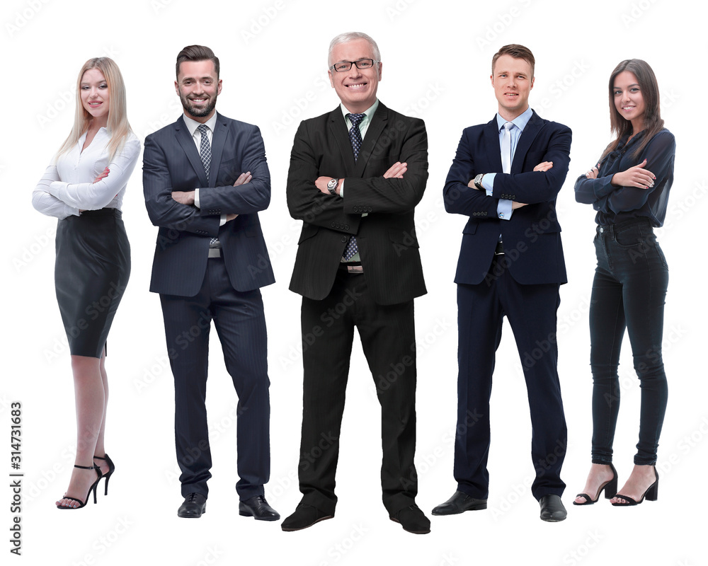 in full growth.boss and his business team standing together in full growth.boss and his business team standing together