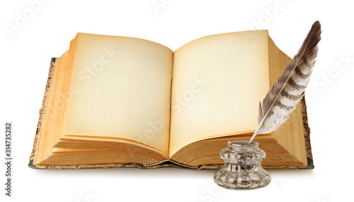 Foto old book and quill