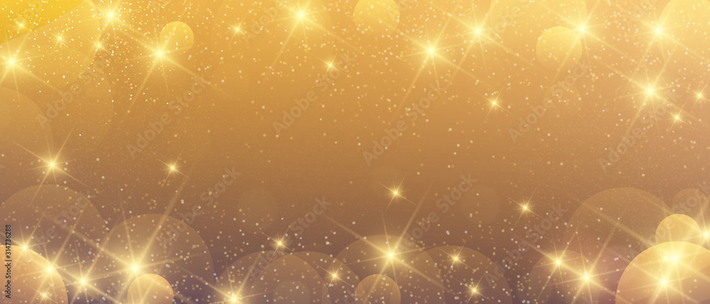 Fototapeta premium 抽象的な金色のきらびやかな背景にドットをぼかし