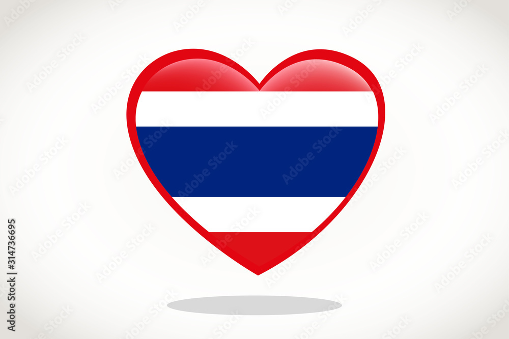 Thailand Flag in Heart Shape. Heart 3d Flag of Thailand, Thailand flag template design. Thailand Flag in Heart Shape. Heart 3d Flag of Thailand, Thailand flag template design.