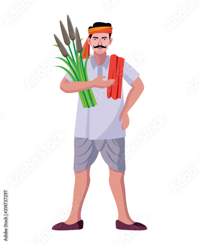 indian farmer standing vector