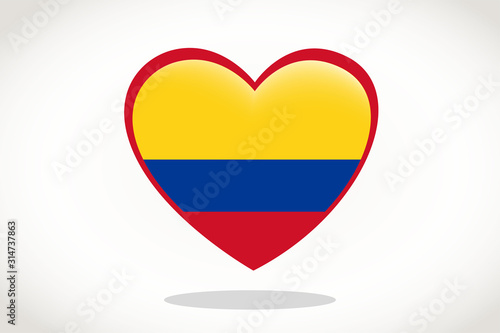 Free Download Columbia Flag in Heart Shape. Heart 3d Flag of Columbia, Columbia flag template design. - GFXLoad
