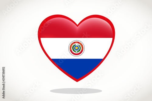 Free Download Paraguay Flag in Heart Shape. Heart 3d Flag of Paraguay, Paraguay flag template design. - GFXLoad