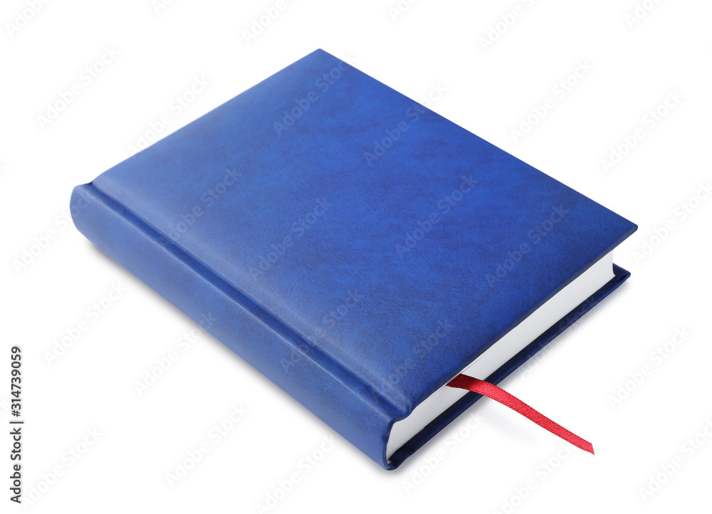 Stylish blue hardcover notebook isolated on white Stylish blue hardcover notebook isolated on white