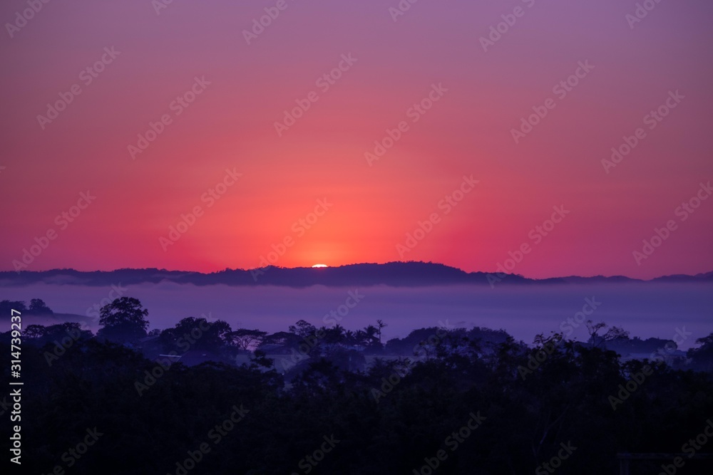 Sunrise and fog