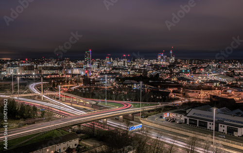 Overlooking Leeds City centre and the M621 - evening 