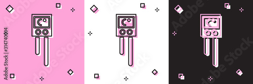 Set Temperature and humidity sensor icon isolated on pink and white, black background.  Vector Illustration