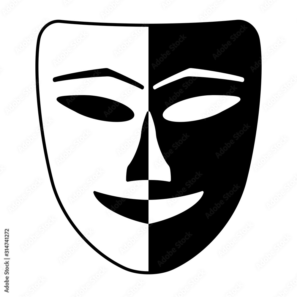 gz671 GrafikZeichnung - german: Theater Maske Symbol. - Komödie / - english: theatre mask icon. - comedy / funny two-tone illustration isolated on white background - xxl g8929 Stock Illustration Adobe Stock