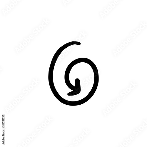 Curved hand drawn vector arrow icon isolated on a white background.Twisted arrow.