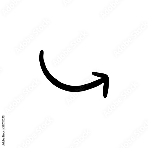 Up curved arrow doodle icon isolated on a white background.