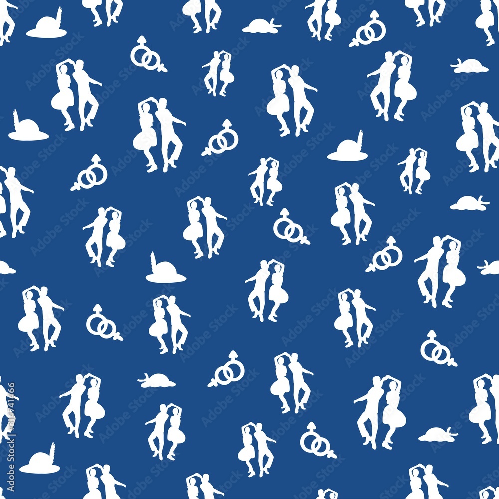 Retro seamless pattern with dancing jazz ethnic people. Couple of lovers. Vector Retro seamless pattern with dancing jazz ethnic people. Couple of lovers. Vector