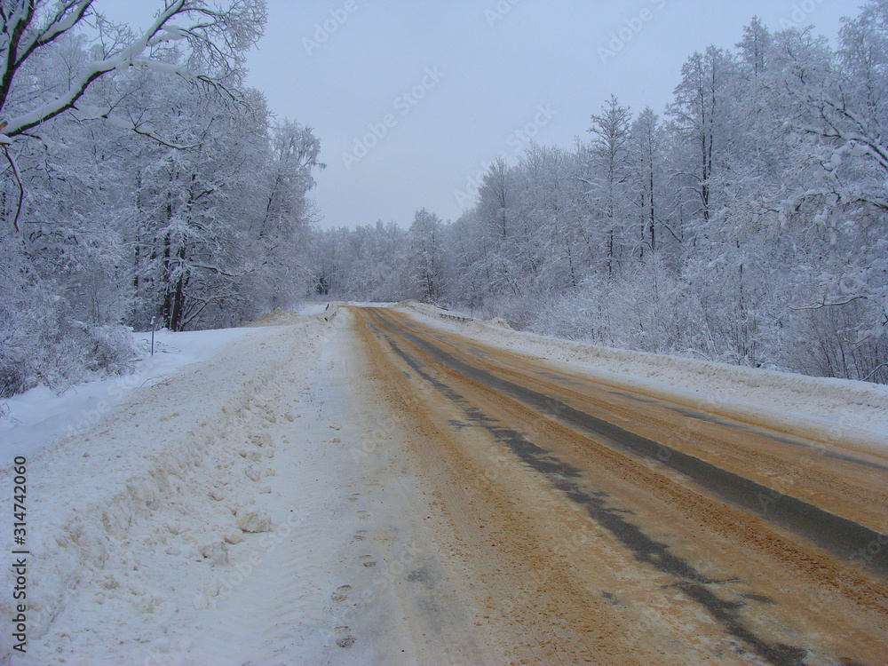 Fototapeta premium winter on the road