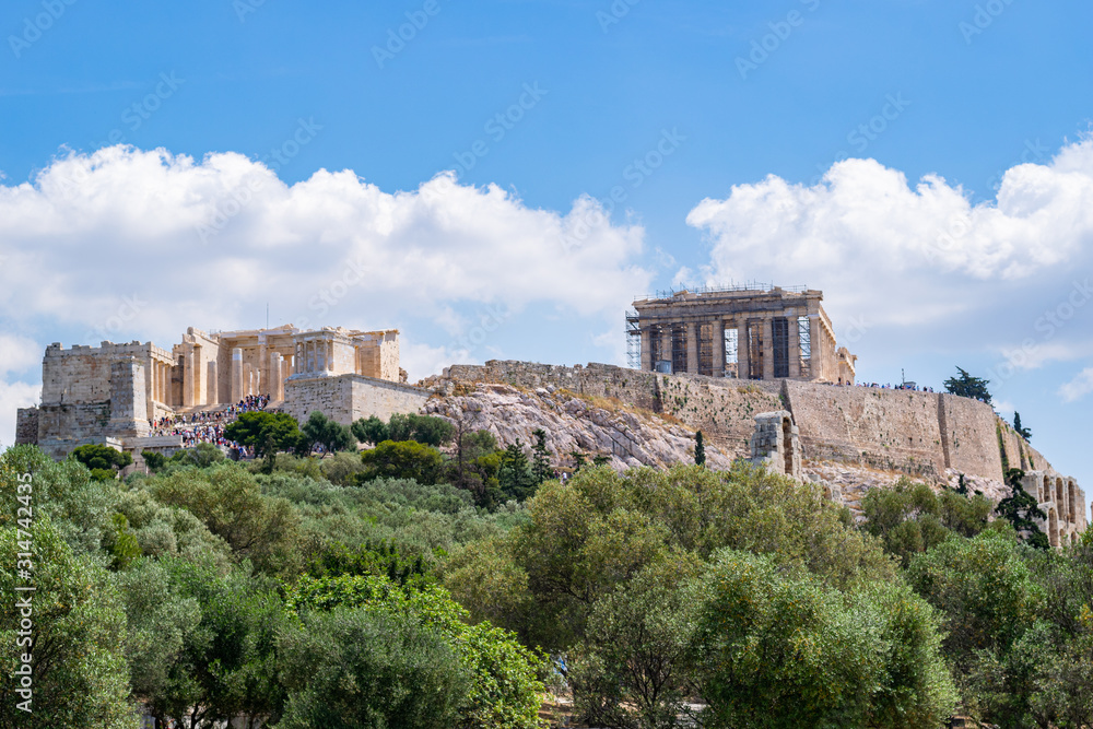 Parthenon temple view from Pnyx, Acropolis, Athens