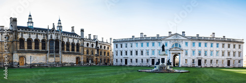 Kings College, University of Cambridge, panorama view of old buildings