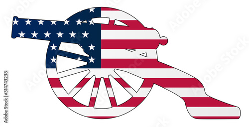 Yankee Flag With Civil War Cannon Silhouette