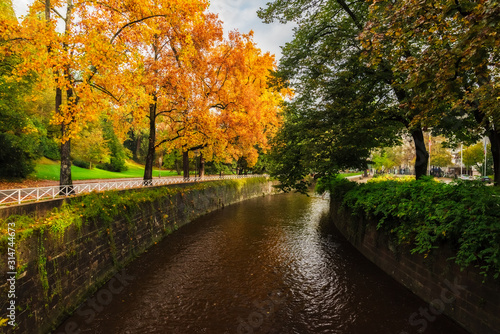 Germany - Autumn Trees in Peak by the Stream - Baden Baden