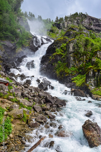 Langfossen Waterfall  Norway.