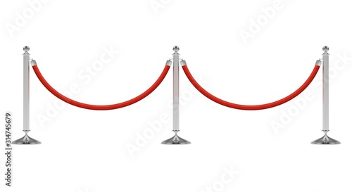Barriers with red rope on silver stanchions