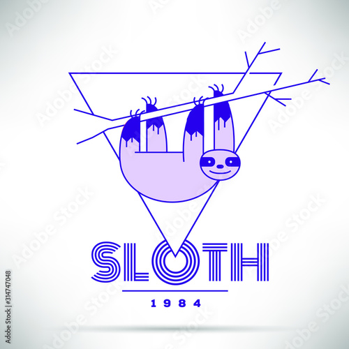 Sloth Animal Monogram Vector Logo Template 