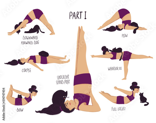 Funny Girl Doing Yoga With A Cat